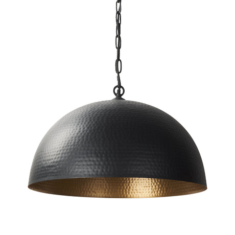 Karina 24" Round Matte Black Hammered Metal Dome Pendant Light from Mercana - Luna Furniture