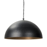 Karina 36" Round Matte Black Hammered Metal Dome Pendant Light from Mercana - Luna Furniture