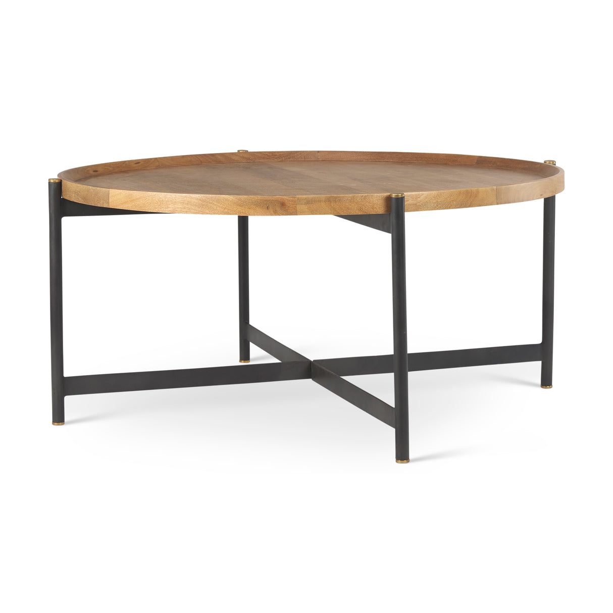 Marquisa Medium Brown Wood W/Black Metal Large Coffee Table from Mercana - Luna Furniture