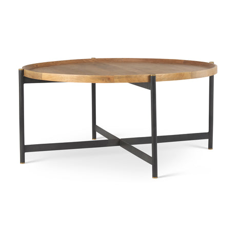 Marquisa Medium Brown Wood W/Black Metal Large Coffee Table from Mercana - Luna Furniture