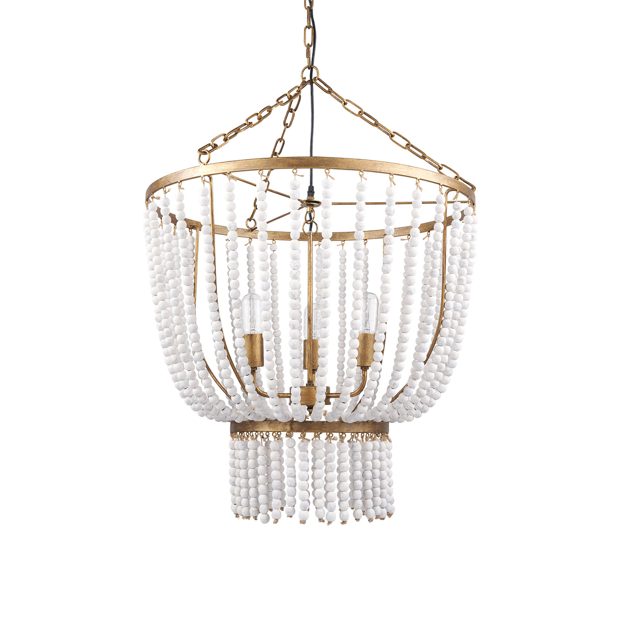 Rhone Gold Metal and Wood Beaded Chandelier from Mercana - Luna Furniture