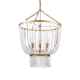 Rhone Gold Metal and Wood Beaded Chandelier from Mercana - Luna Furniture