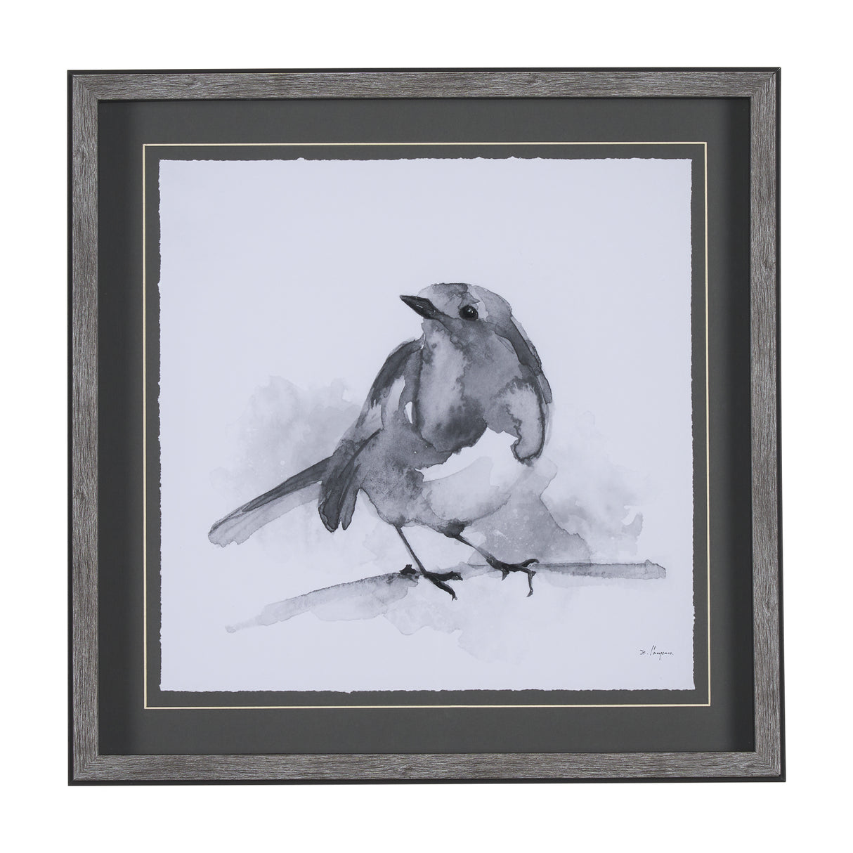 Robin BW I by Mercana Studio a Hand Embellished Textured Framed Art Print Matted under Glass from Mercana - Luna Furniture