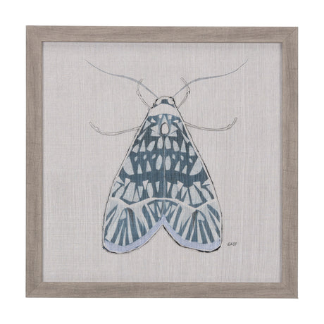 Moth Blue I by Mercana Studio a Hand Embellished Textured Framed Art Print from Mercana - Luna Furniture
