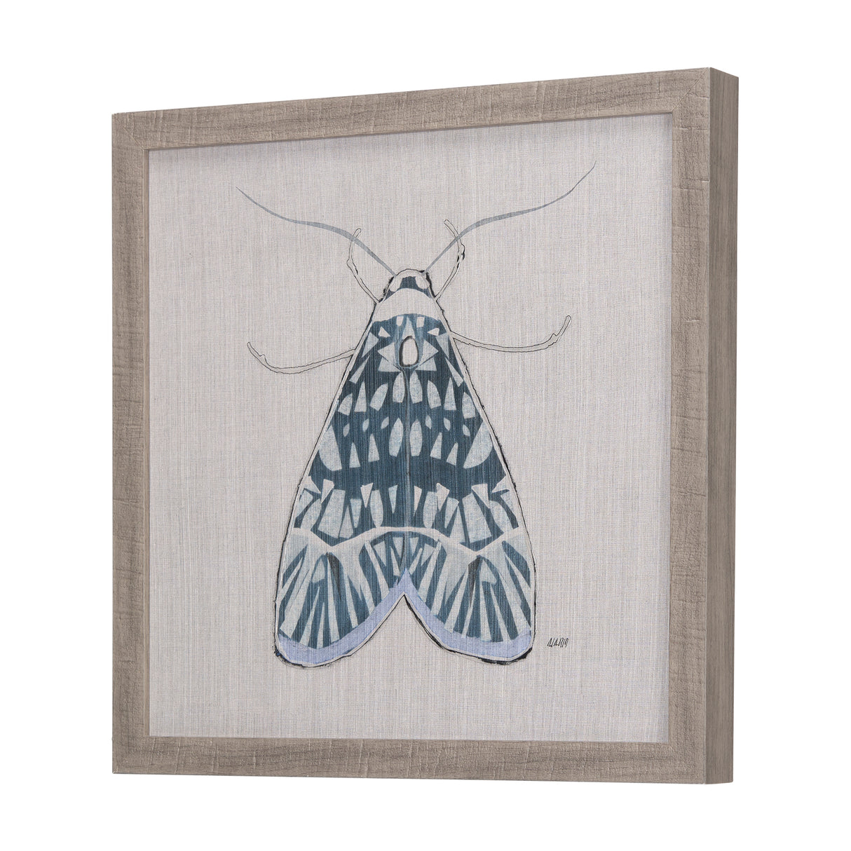 Moth Blue I by Mercana Studio a Hand Embellished Textured Framed Art Print from Mercana - Luna Furniture
