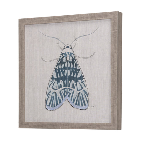 Moth Blue I by Mercana Studio a Hand Embellished Textured Framed Art Print from Mercana - Luna Furniture