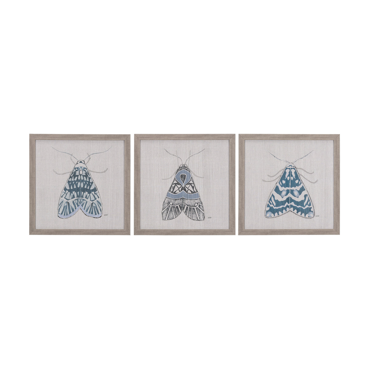Moth Blue I by Mercana Studio a Hand Embellished Textured Framed Art Print from Mercana - Luna Furniture