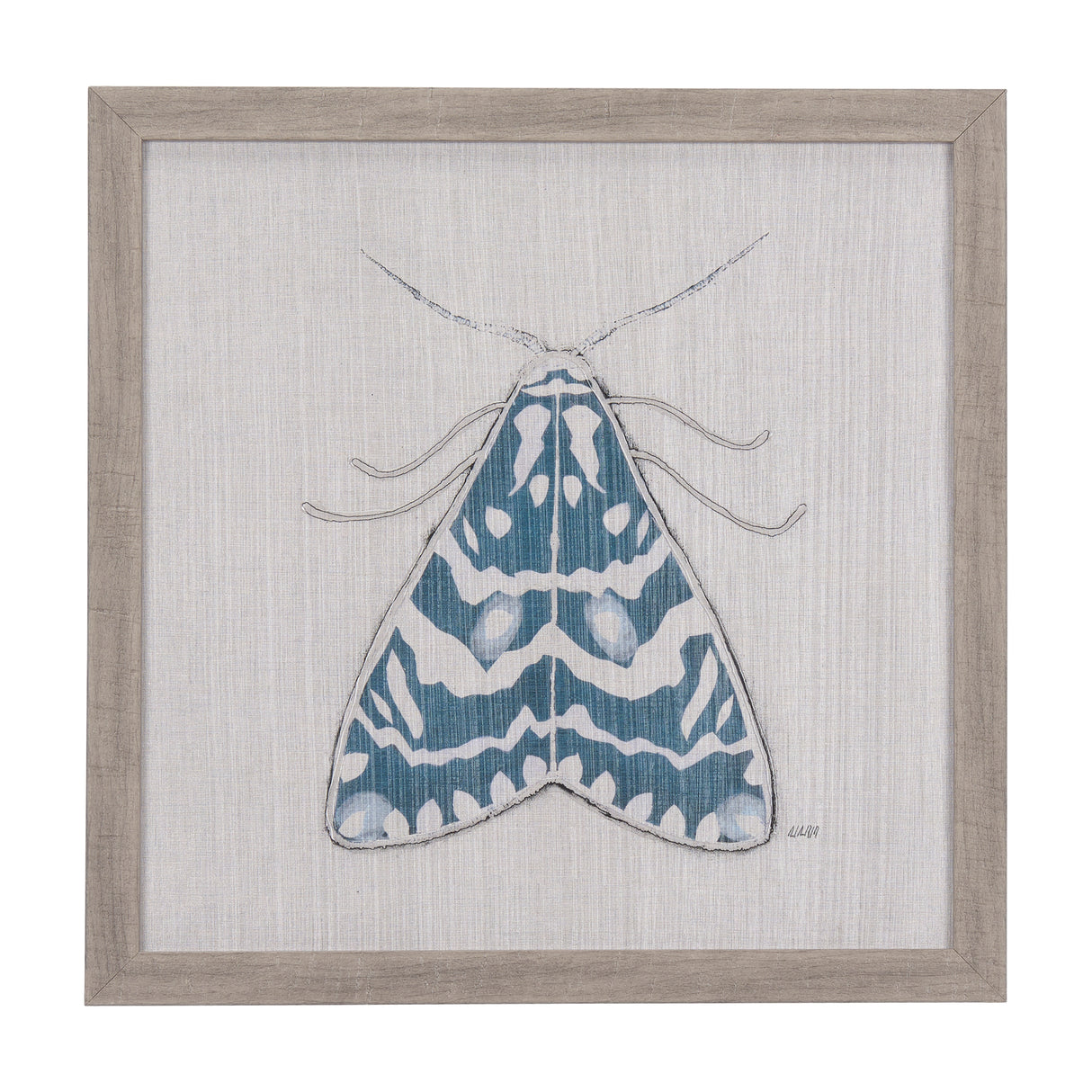 Moth Blue III by Mercana Studio a Hand Embellished Textured Framed Art Print from Mercana - Luna Furniture
