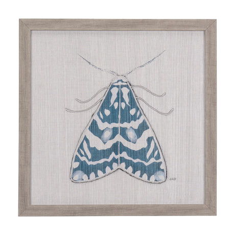 Moth Blue III by Mercana Studio a Hand Embellished Textured Framed Art Print from Mercana - Luna Furniture