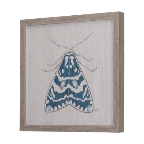 Moth Blue III by Mercana Studio a Hand Embellished Textured Framed Art Print from Mercana - Luna Furniture