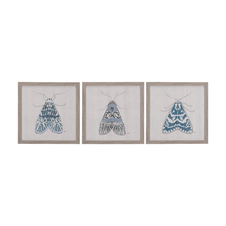 Moth Blue III by Mercana Studio a Hand Embellished Textured Framed Art Print from Mercana - Luna Furniture