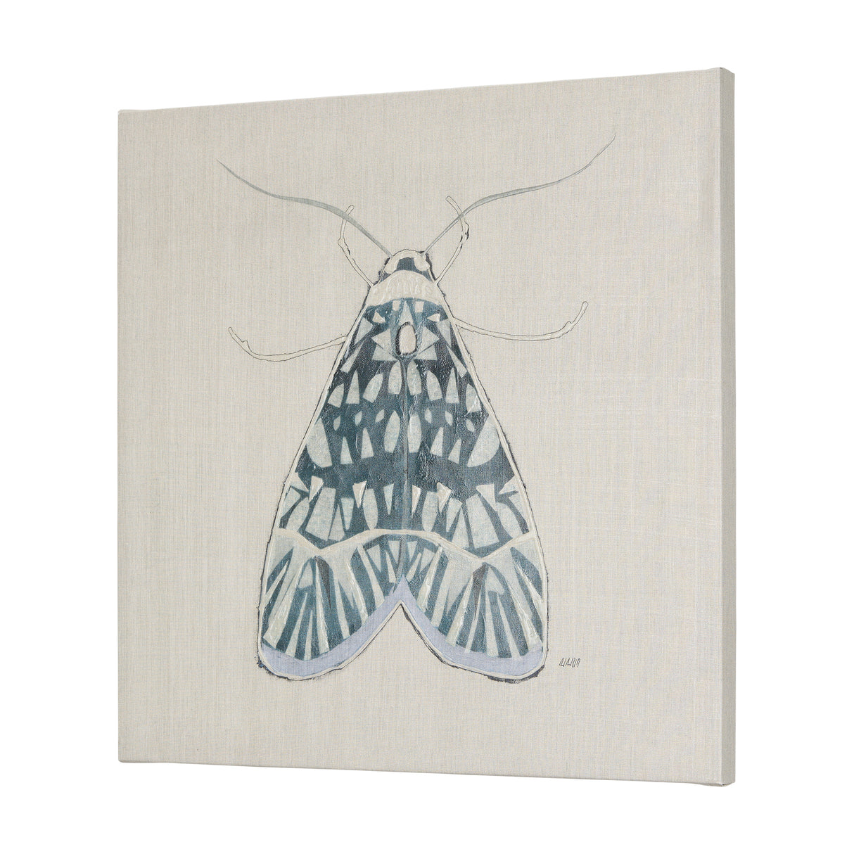 Moth Blue I by Mercana Studio a Hand Embellished Textured Canvas from Mercana - Luna Furniture