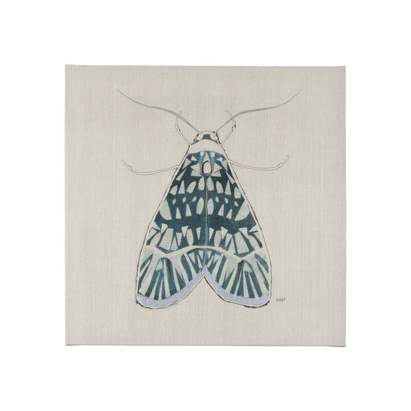 Moth Blue I by Mercana Studio a Hand Embellished Textured Canvas