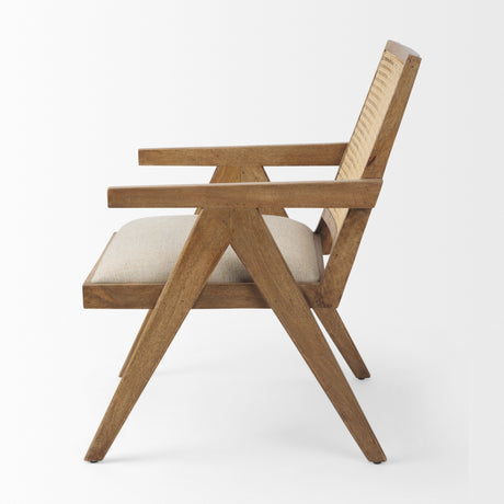 Donna Light Brown Wood Cane-Back w/ Beige Upholstered Seat Dining Chair from Mercana - Luna Furniture