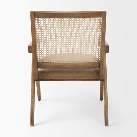 Donna Light Brown Wood Cane-Back w/ Beige Upholstered Seat Dining Chair from Mercana - Luna Furniture
