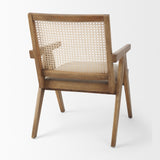 Donna Light Brown Wood Cane-Back w/ Beige Upholstered Seat Dining Chair from Mercana - Luna Furniture