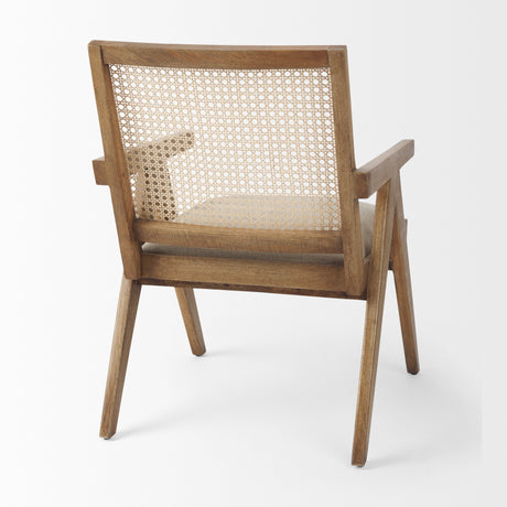 Donna Light Brown Wood Cane-Back w/ Beige Upholstered Seat Dining Chair from Mercana - Luna Furniture
