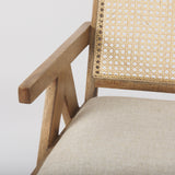Donna Light Brown Wood Cane-Back w/ Beige Upholstered Seat Dining Chair from Mercana - Luna Furniture