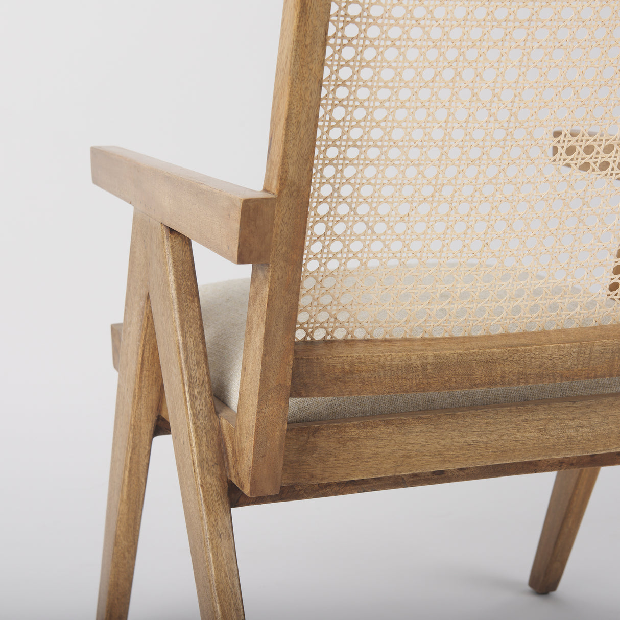 Donna Light Brown Wood Cane-Back w/ Beige Upholstered Seat Dining Chair from Mercana - Luna Furniture