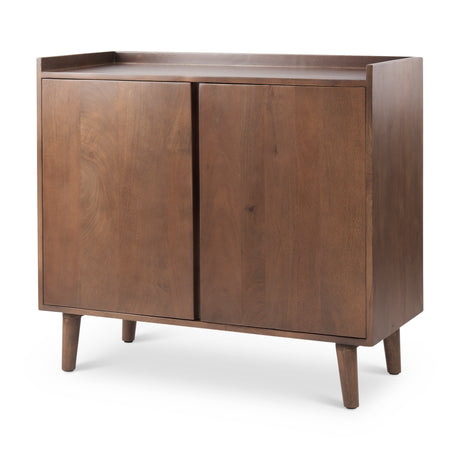 Lillie 36.0L x 16.0W x 32.0H Medium Brown Wood 2 Door Tray Top Accent Cabinet from Mercana - Luna Furniture