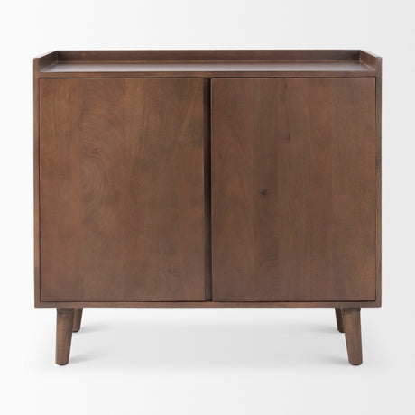 Lillie 36.0L x 16.0W x 32.0H Medium Brown Wood 2 Door Tray Top Accent Cabinet from Mercana - Luna Furniture