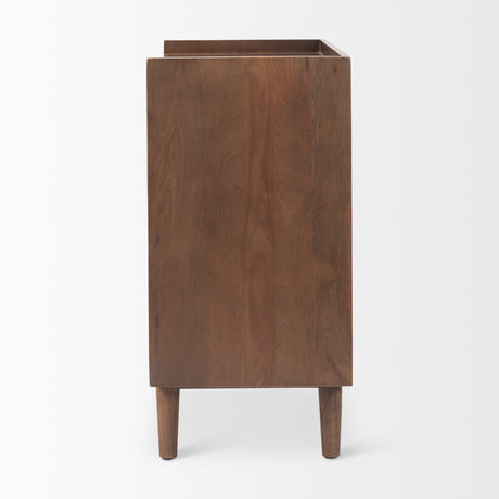 Lillie 36.0L x 16.0W x 32.0H Medium Brown Wood 2 Door Tray Top Accent Cabinet from Mercana - Luna Furniture
