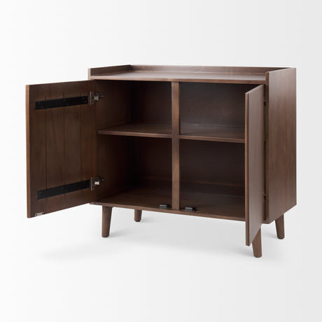 Lillie 36.0L x 16.0W x 32.0H Medium Brown Wood 2 Door Tray Top Accent Cabinet from Mercana - Luna Furniture