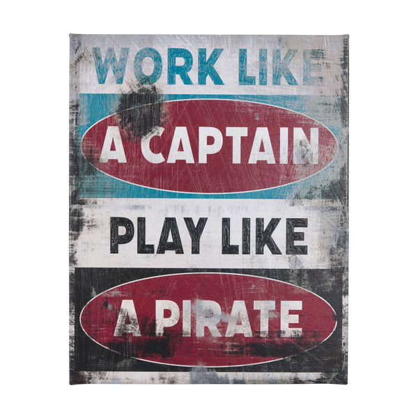 Work Like a Captain by Mercana Studio a Hand Embellished Textured Canvas