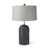 Quinn 18.0L x 18.0W x 28.8H Navy Base W/Beige Fabric Shade Table Lamp from Mercana - Luna Furniture