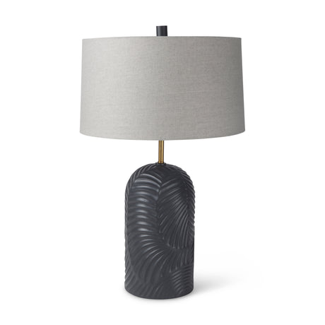Quinn 18.0L x 18.0W x 28.8H Navy Base W/Beige Fabric Shade Table Lamp from Mercana - Luna Furniture