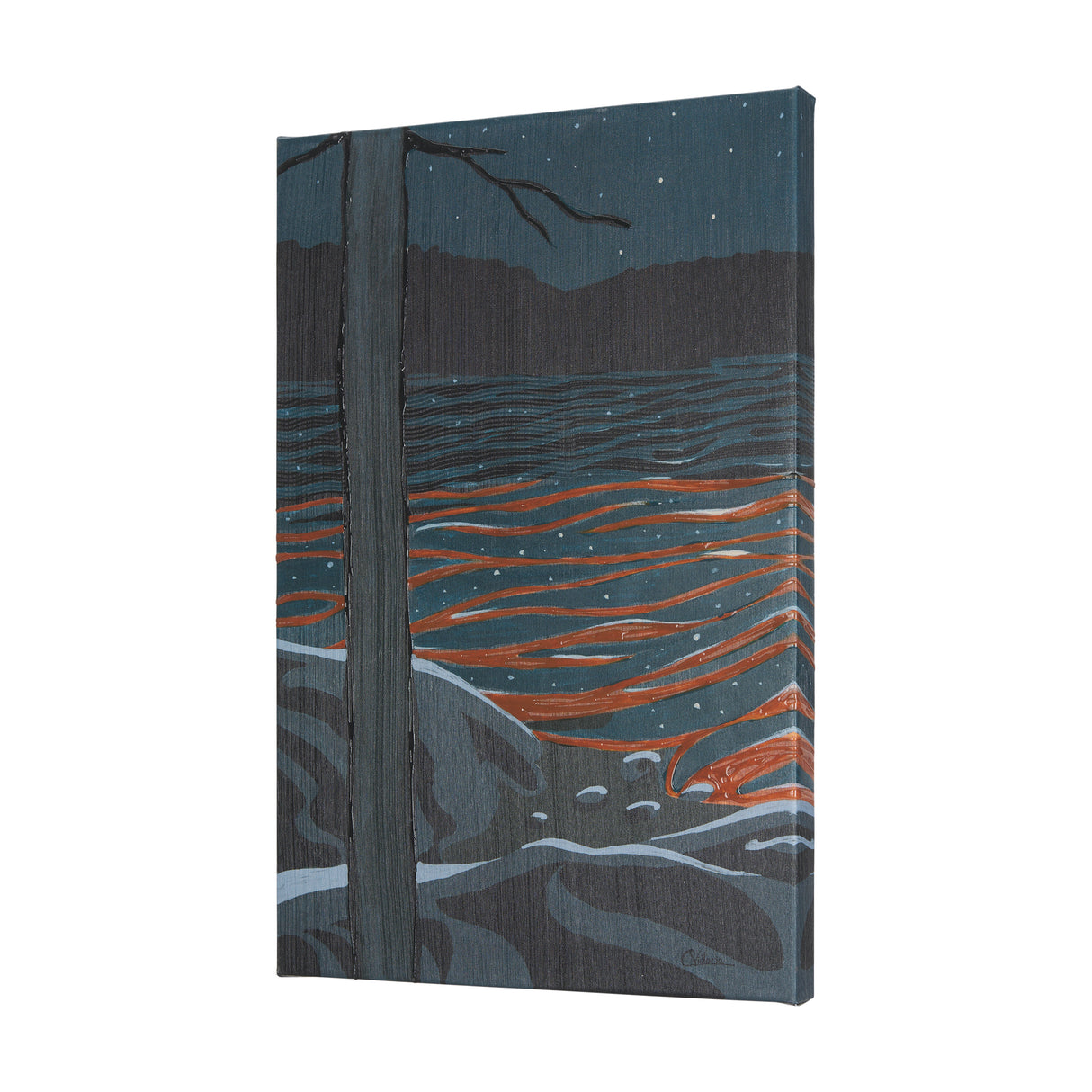 Sea bay at nitght I by Mercana Studio a Hand Embellished Textured Canvas from Mercana - Luna Furniture