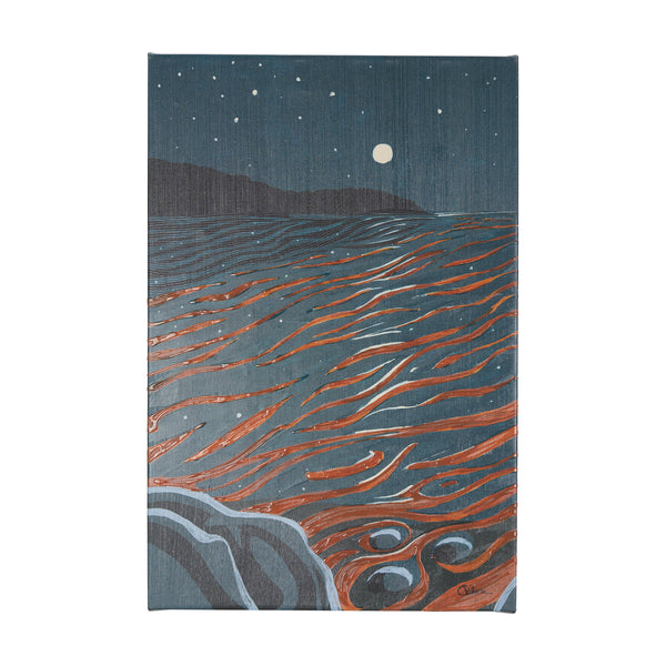 Sea bay at nitght II by Mercana Studio a Hand Embellished Textured Canvas