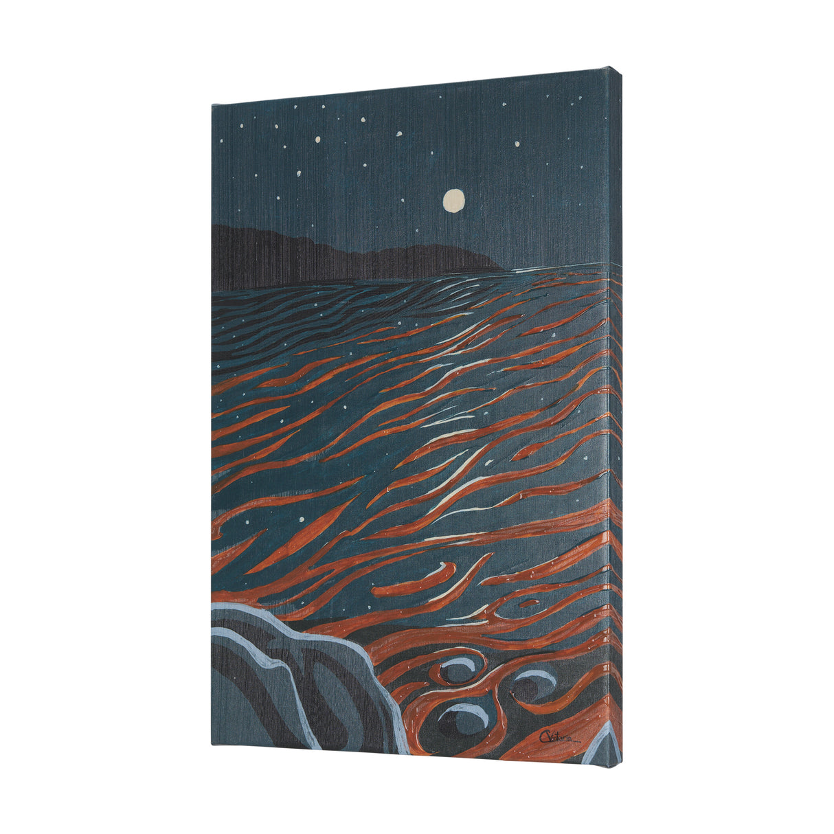 Sea bay at nitght II by Mercana Studio a Hand Embellished Textured Canvas from Mercana - Luna Furniture