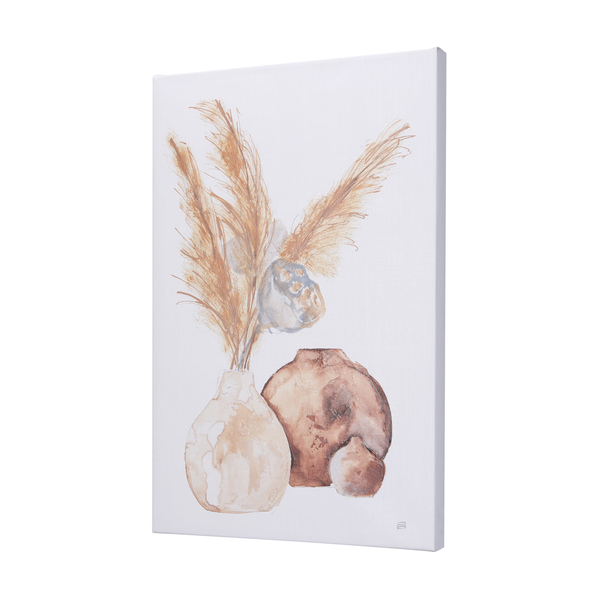Vase Gray Lotus Pods by Mercana Studio a Hand Embellished Textured Canvas from Mercana - Luna Furniture