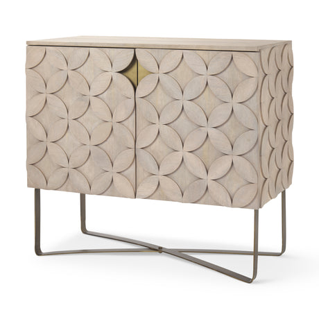 Excelsior 36.0L x 18.0W x 32.5H Light Brown Wood Gold Iron Base Accent Cabinet from Mercana - Luna Furniture