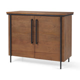 Maddox 40.0L x 18.5W x 32.75H Brown Solid Wood Black Metal 2 Door Accent Cabinet from Mercana - Luna Furniture