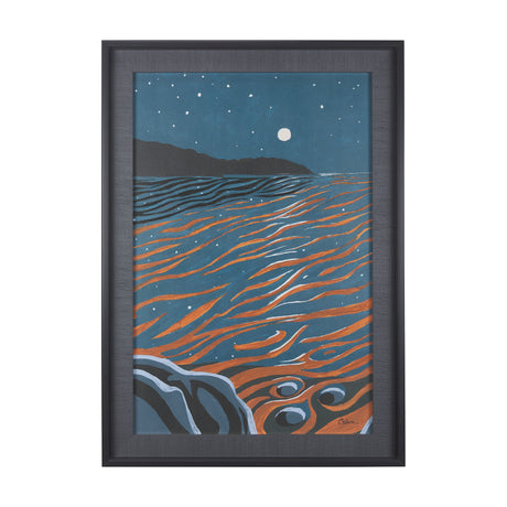 Sea bay at night II by Mercana Studio a Hand Embellished Textured Framed Art Print from Mercana - Luna Furniture