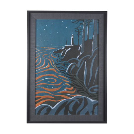 Sea bay at night III by Mercana Studio a Hand Embellished Textured Framed Art Print from Mercana - Luna Furniture