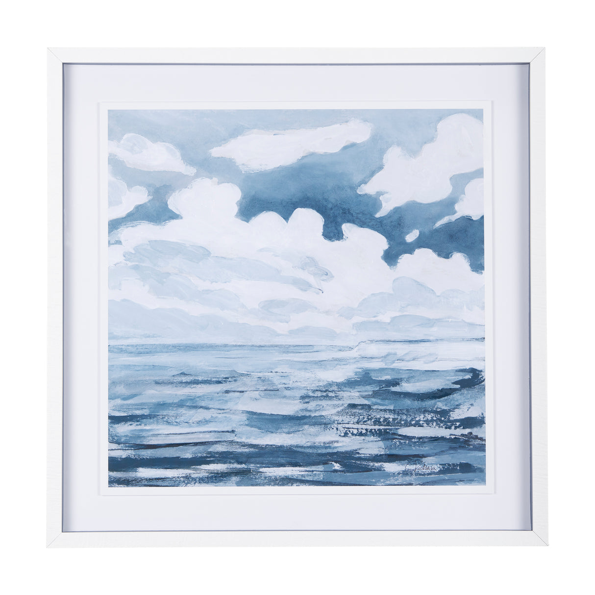 Cloud and Sea by Mercana Studio a Hand Embellished Textured Framed Art Print Matted under Glass from Mercana - Luna Furniture