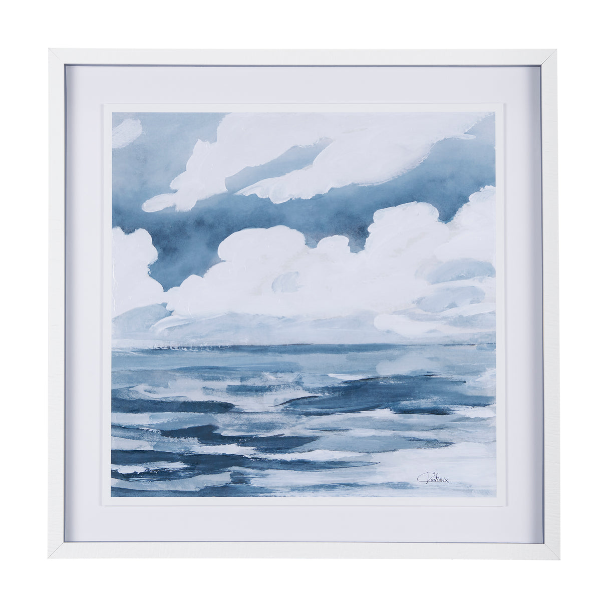 Cloud and Sea by Mercana Studio a Hand Embellished Textured Framed Art Print Matted under Glass from Mercana - Luna Furniture