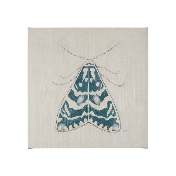 Moth Blue III by Mercana Studio a Hand Embellished Textured Canvas