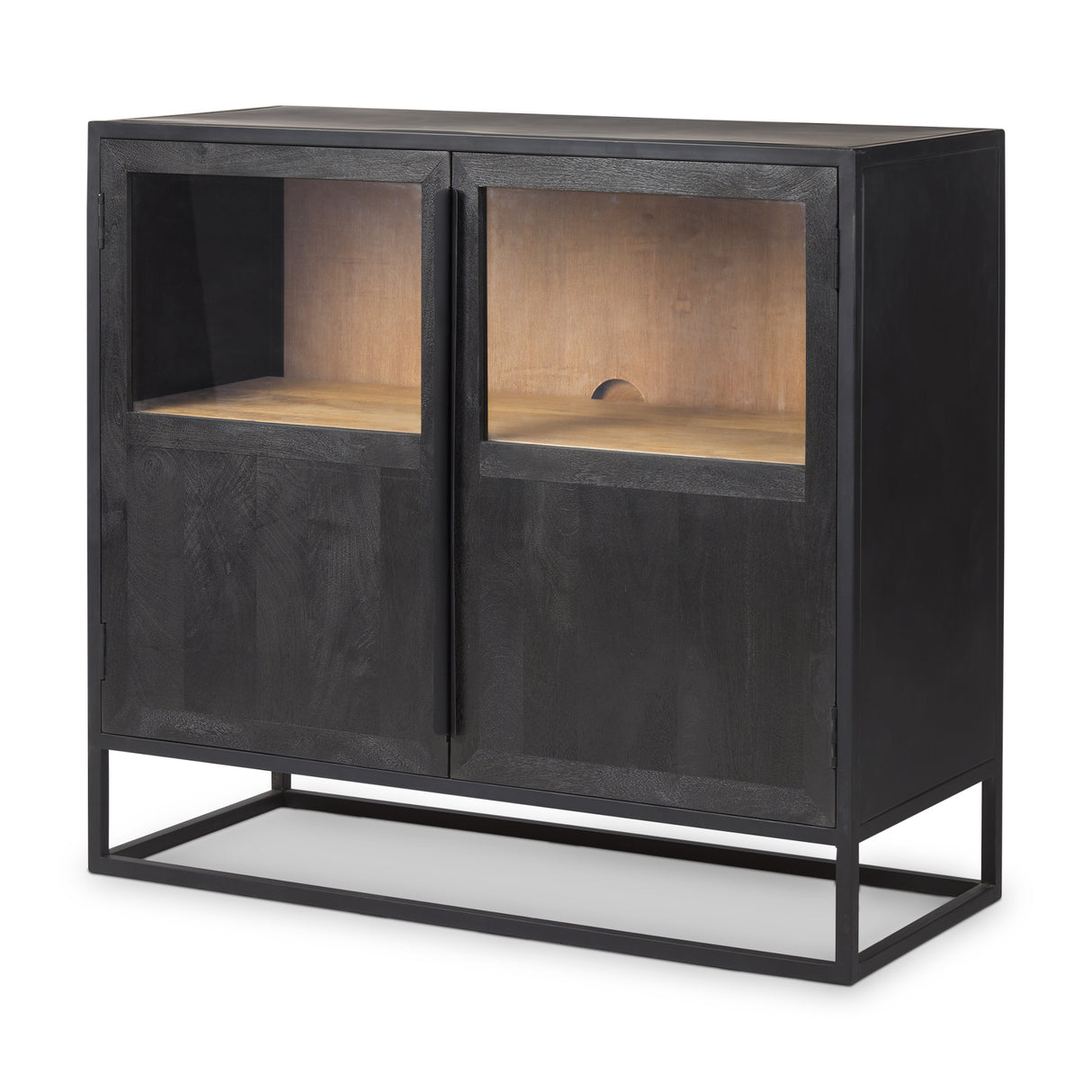 Sloan 40.0W Black Wood W/Black Metal Frame Accent Cabinet from Mercana - Luna Furniture