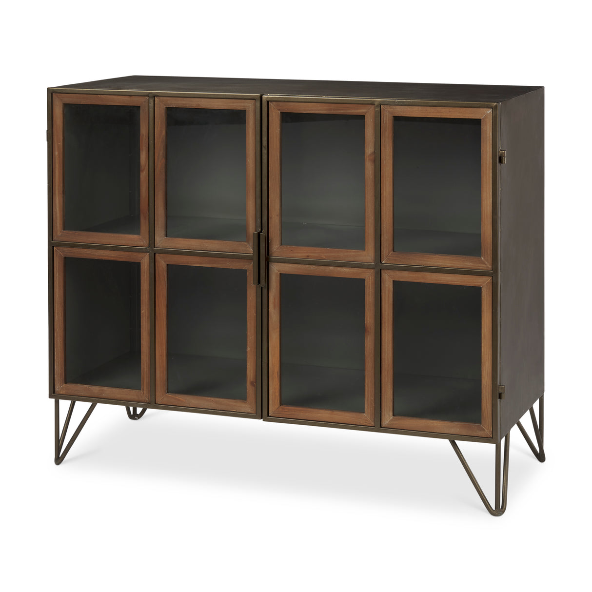 Pandora Dark Brass Metal W/Red Wood 2 Door Accent Cabinet from Mercana - Luna Furniture