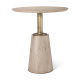 Maxwell 32" Round Light Wood Tabletop & Base w/ Gold Metal Accent Pedestal Bistro Table from Mercana - Luna Furniture