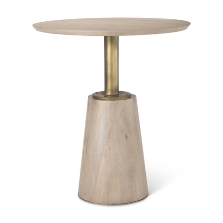 Maxwell 32" Round Light Wood Tabletop & Base w/ Gold Metal Accent Pedestal Bistro Table from Mercana - Luna Furniture