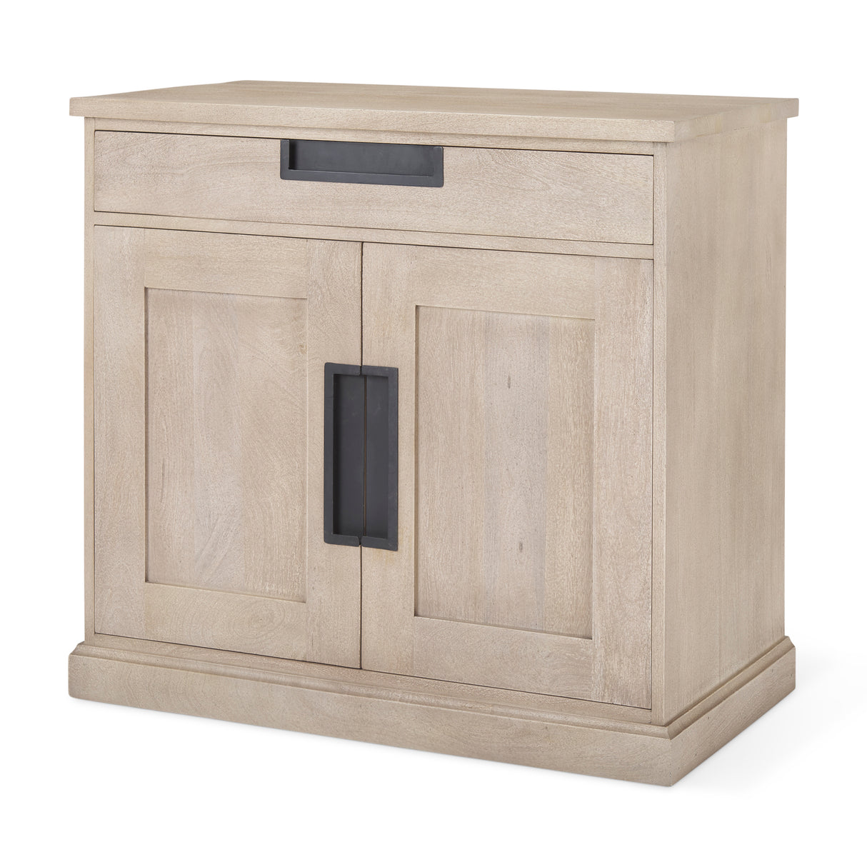 Braxton 33.5L x 18.5W x 31.5H Beige Wood W/Black Accents 2 Door Accent Cabinet from Mercana - Luna Furniture