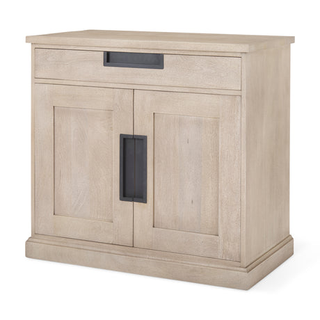 Braxton 33.5L x 18.5W x 31.5H Beige Wood W/Black Accents 2 Door Accent Cabinet from Mercana - Luna Furniture