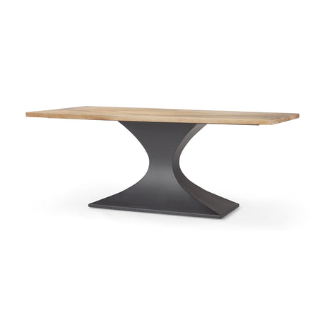 Maxton Light Brown Wood w/ Dark Gunmetal Iron Metal Dining Table from Mercana - Luna Furniture