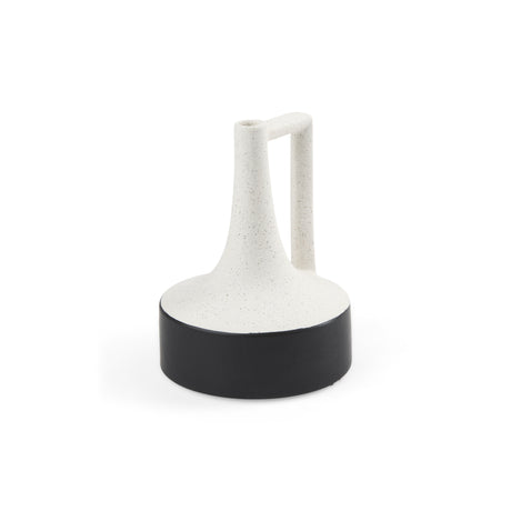 Burton 8.3H Small White and Black Ceramic Jug Vase from Mercana - Luna Furniture