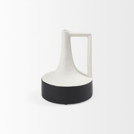 Burton 8.3H Small White and Black Ceramic Jug Vase from Mercana - Luna Furniture